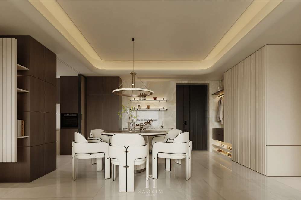 Thiết kế nội thất phòng bếp chung cư The Nelson - phong cách Contemporary kết hợp Quiet Luxury